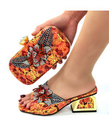 Italian Design Snake Pattern Rhinestone Flower Shoes and Bag - $119.95