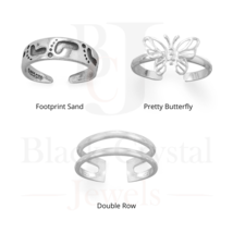 925 Sterling Silver Footprints Adjustable Toe Ring Double Row Minimalist, Gifts - $16.81+