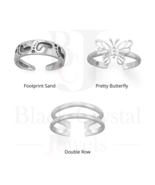 925 Sterling Silver Footprints Adjustable Toe Ring Double Row Minimalist... - £13.21 GBP+