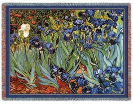 70x54 Van Gogh IRISES Floral Tapestry Throw Blanket - £49.77 GBP