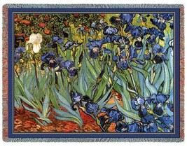 70x54 Van Gogh IRISES Floral Tapestry Throw Blanket - £50.06 GBP