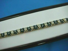 9 CT   Round Cut Simulated Blue Sapphire Tennis Bracelet Gold Plated 925 Silver - £143.22 GBP