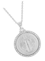 925 Sterling Silver Clear Cubic Zirconia Saint Benedict 18 - - $102.64