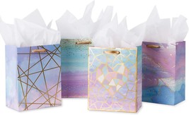 Medium Size Gift Bags Colorful Marble Pattern Gift Bag with Tissue Paper... - $20.98