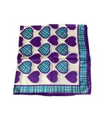 Vintage Echo Silk Scarf NOS Purple &amp; Turquoise Hearts w/ Bullocks Gift B... - $46.55