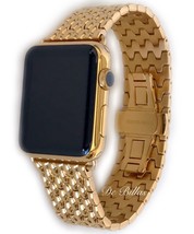 24K Gold Plated 42MM Apple Watch Gen 1 24K Gold Links Butterfly Band - £583.73 GBP