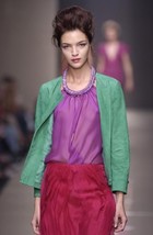 Alberta Ferretti Red Silk Chiffon Layered Architectural Skirt 40IT 6/8 NWT - £335.66 GBP