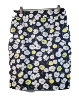 Ann Taylor Floral Skirt Womens Size 2 Navy White/Yellow Cotton Back Zipper - $14.55