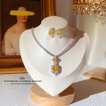 Vintage Necklace Earrings Set for Women Wedding Accessory Bridal Dress Engagemen - £58.14 GBP