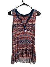 RBX Tank Top Womens Small Multicolored Aztec Print V Neck Casual Sleeveless - $13.47