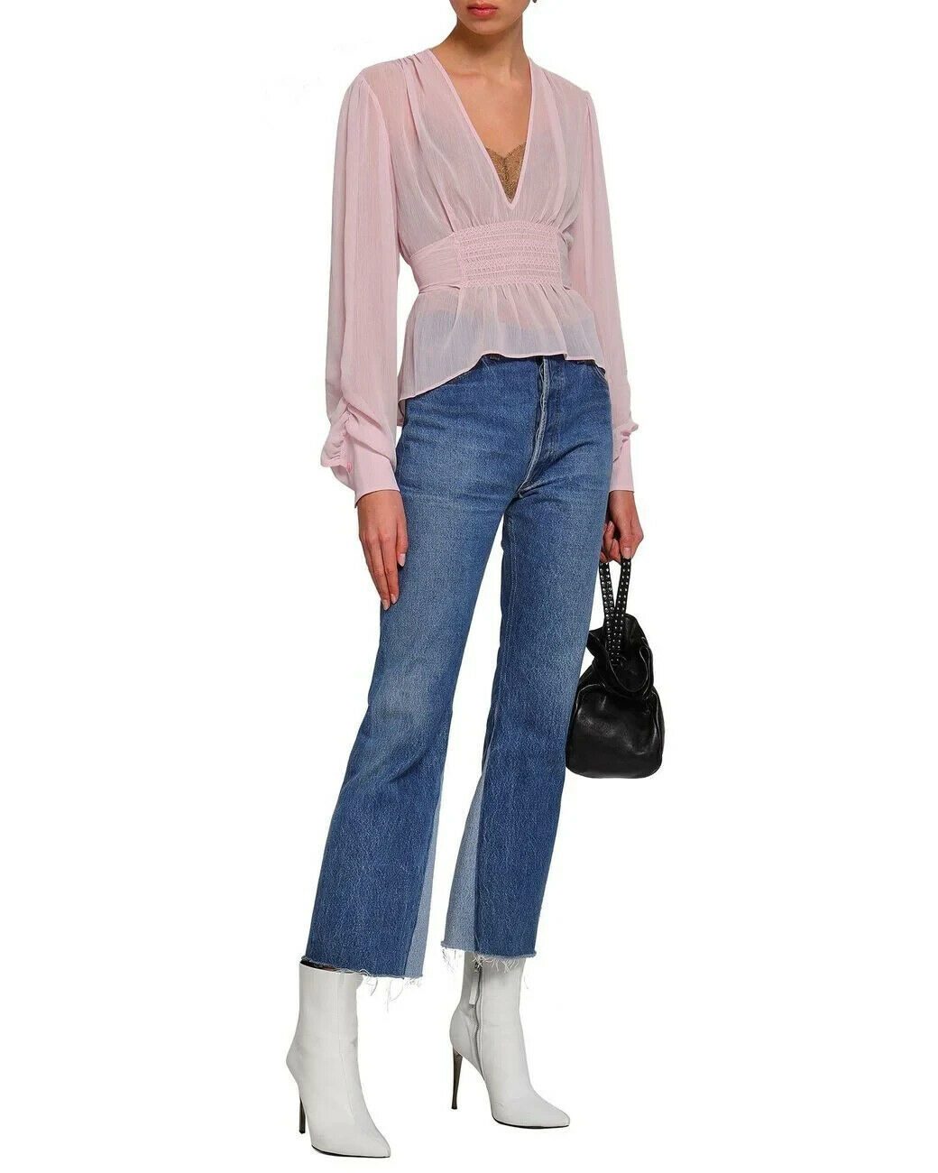 Primary image for NWT 100% AUTH Alexa Chung Pink Chiffon Smock Blouse $415