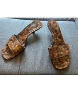 Sesto Meucci Woven Brown Leather Kitten Heel Mules Women&#39;s 6.5 Vintage O... - $923.62 MXN