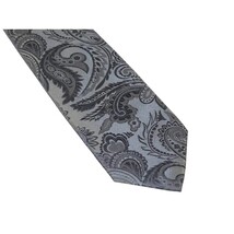 Men's Stacy Adams Tie and Hankie Set Woven Silky Satin #SAT104 Gray Paisley image 3