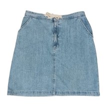 Vtg 90s Denim Skirt Sz L 12 A Line Light Wash Cotton Knee Length Cottage... - $34.63