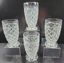 4 Anchor Hocking Waterford Clear 10 Oz Tumblers Set Vintage Etch Depress... - £31.12 GBP