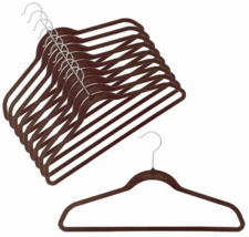 50 Flocked Non Slip Velvet Brown Clothes Suit/Shirt/Pants Hangers Set - $582.66 MXN