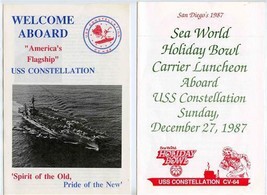 USS Constellation Brochure Seaworld Holiday Bowl Carrier Luncheon Program 1987  - £21.74 GBP