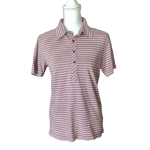 Express Vintage 90s Womens Striped Polo Shirt Size S Pink Gray - £16.63 GBP