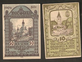 Austria WAIDHOFEN An Der YBBS 50 &amp; 10 heller 1920 Austrian Notgeld lot II. auf. - £3.13 GBP