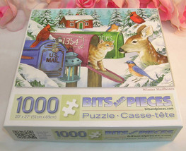 Bits And Pieces Jigsaw Puzzle Winter Mailboxes 1000 Pieces Jane Maday 20x27 - $12.99