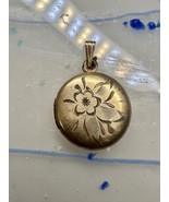 Vintage Floral Photo Locket flower Pendant 1/2 12KGF - $47.52