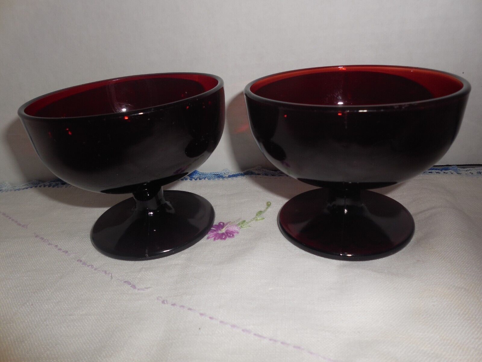Primary image for Anchor Hocking Royal Ruby:  2  smooth stem Sherbets - 5 0z