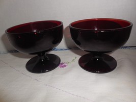 Anchor Hocking Royal Ruby:  2  smooth stem Sherbets - 5 0z - $9.90