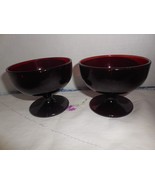 Anchor Hocking Royal Ruby:  2  smooth stem Sherbets - 5 0z - $188.16 MXN
