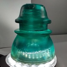 Vintage Hemingray  42 Glass Insulator green blue please read description - $5.90