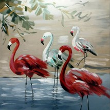 40x40 inches Flamingo Oil Painting Canvas Art Wall Decor modern01D - £160.89 GBP