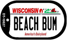 Beach Bum Wisconsin Novelty Metal Dog Tag Necklace DT-10627 - £12.74 GBP