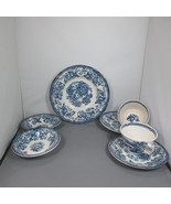 7 Clarice Cliff TONQUIN Blue Royal Staffordshire, 2 Berry &amp; Soup Bowl, 2... - £20.83 GBP