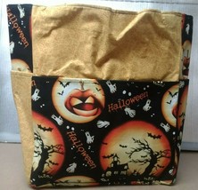 Moon Trees Halloween Bats Pumpkins Ghost Large Purse/Project Bag Handmad... - £36.55 GBP