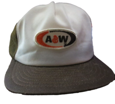 2 Vintage A &amp; W Snapback Mesh Trucker Hats Brown and White - $21.32