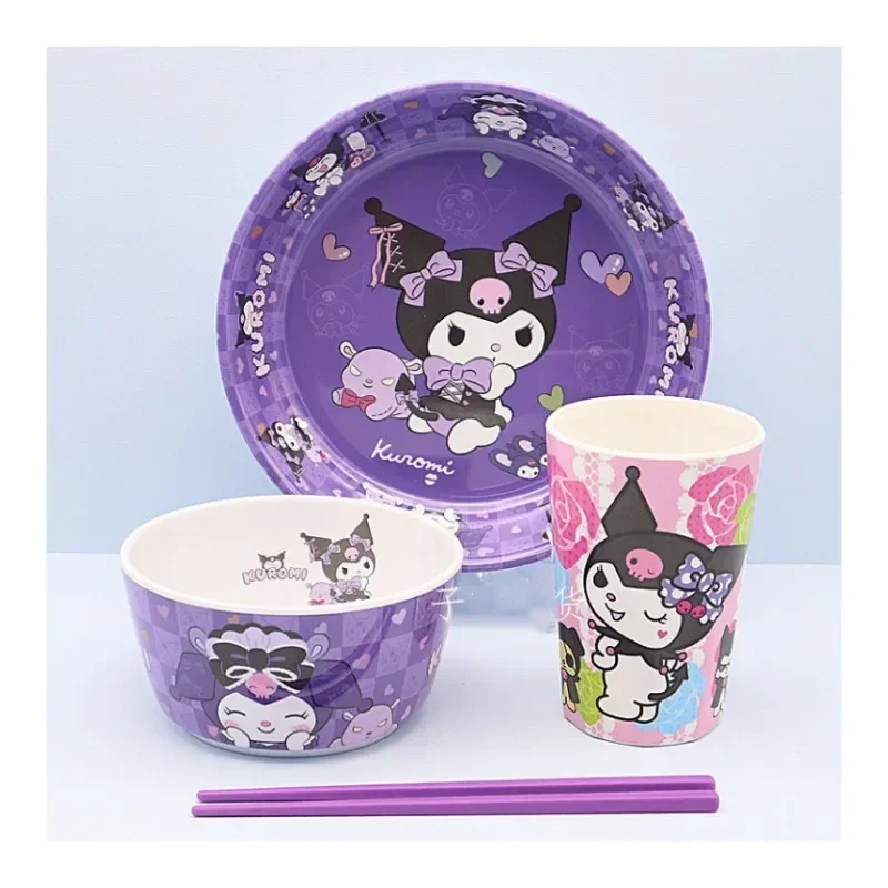 Anime Sanrios Ceramics Bowl Plate Set Cartoon Kuromi Cute Children&#39;s Fashion - £15.84 GBP+