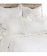 POM POM AT HOME HILDE LEIAGHAT MATHILDE 2pc EURO SHAMS LINEN WHITE NIP  ... - $120.71