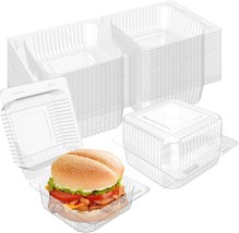 100 Pcs Clear Plastic Hinged Take Out Containers Disposable, Sandwiches - $35.98