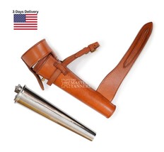 Saddle Hip Flask Fox Hunting Stainless Steel Flask &amp; Leather Case Huntin... - $46.08