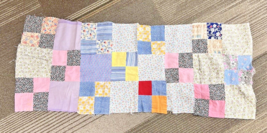 Nice Older Doll Quilt Start Patchwork 38 Inch x 14 Nice Tiny Floral Plus... - $12.38