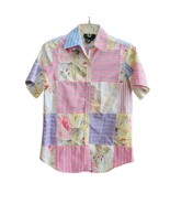 Vtg Lauren Ralph Lauren Floral Stripe Patchwork Short Sleeve Shirt Sz Sm... - $49.99