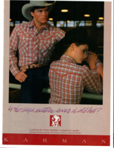 1984 Karman Western Apparel Vintage Print Ad White Buffalo Cowboy Western Rodeo - £7.75 GBP