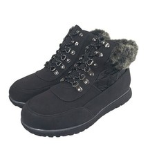 Karen Scott Wanona Black Lace Up Faux Fur Boots Sz 8.5 M - £55.32 GBP