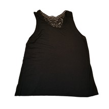 Cable &amp; Gauge Sleeveless Top Blouse Size M Womens Black Lace Back Appliq... - £11.74 GBP