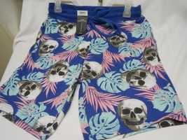 New NoBo No Boundaries Size S 28-30 drawstring Lounge Casual Shorts Skull Heads - £9.04 GBP