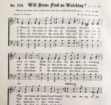 1883 Gospel Hymn Will Jesus Find Us Sheet Music Victorian Religious ADBN... - $14.99