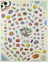 Nail Art 3D Decal Stickers Honey Bang! Love Crash Oops POW Boing WOW Smile CA114 - £2.45 GBP