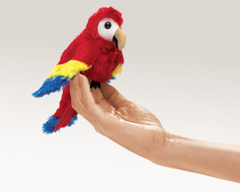 Mini Scarlet Macaw  Finger Puppet - Folkmanis (2723) - £7.52 GBP