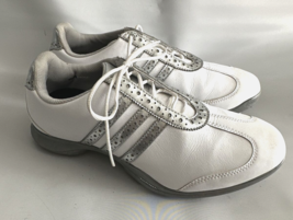 Adidas Golf Shoes  Leather White Silver Fit Foam Size 10 M Soft Spikes W... - $32.68