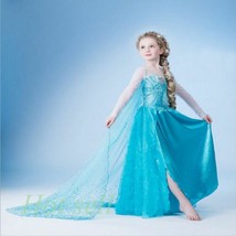 Frozen Princess Elsa Costume Cosplay Crown Wand Braid Wig Gloves for Girls - $3.99
