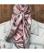 Pink Grey Paisley Printed Western Southwestern Wild Rag Scarf Accent - $545.68 MXN